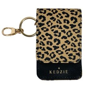 KEDZIE Essentials Only Badge ID Card Holder Wallet Keychain Leopard Print NWT